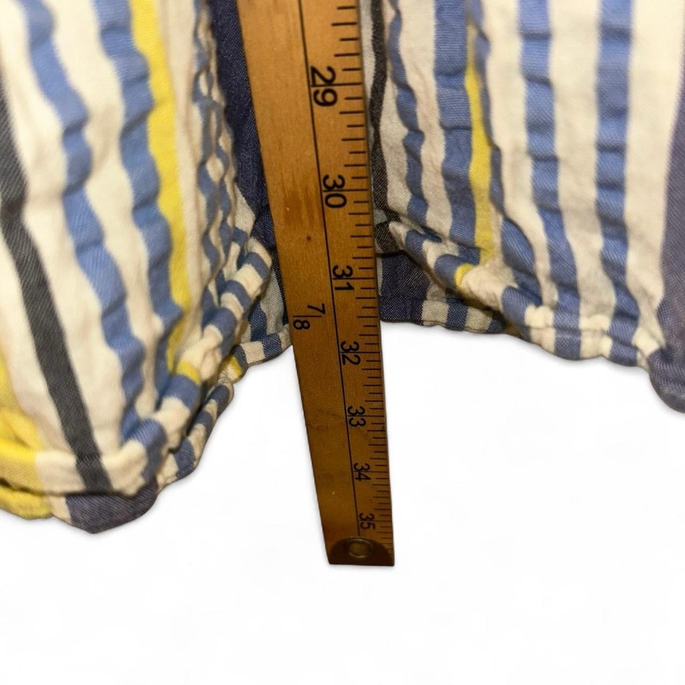 Loft Blue And Yellow Striped Ruffle Sleeve Dress Size SP - Picture 4 of 8